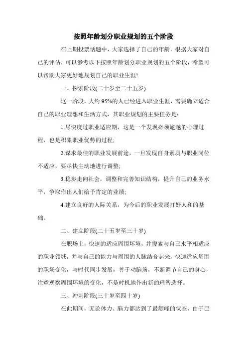按照年龄划分职业规划的五个阶段