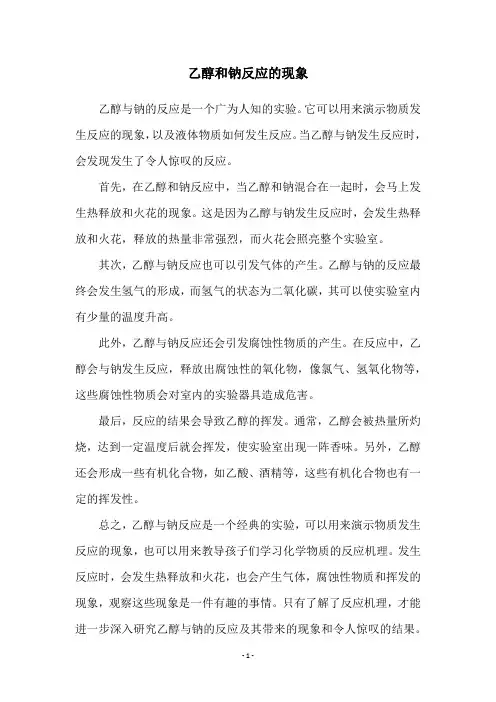 乙醇和钠反应的现象