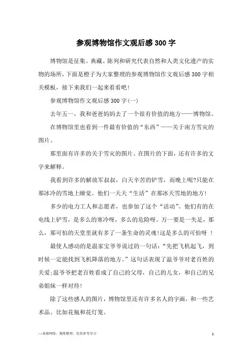 参观博物馆作文观后感300字