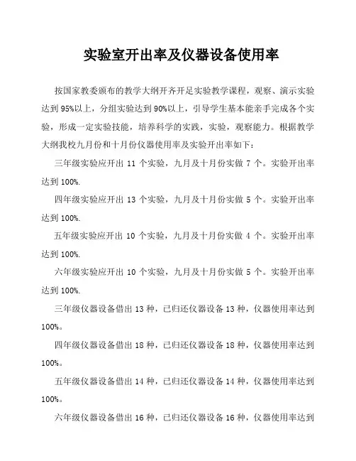 实验室开出率及仪器设备使用率