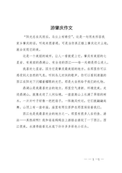 游肇庆作文