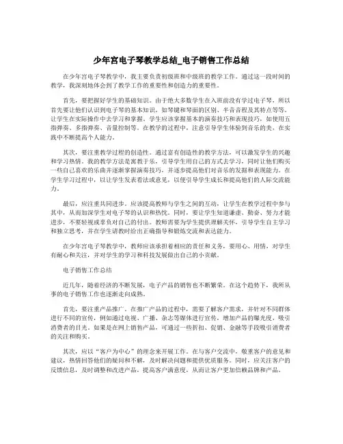 少年宫电子琴教学总结_电子销售工作总结
