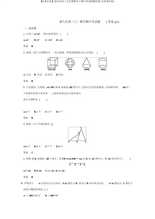 【5套打包】南昌市初三九年级数学上期中考试检测试卷(含答案解析)