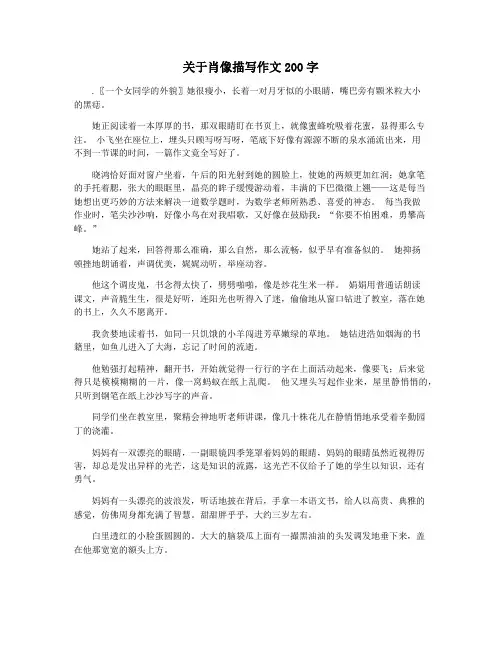 关于肖像描写作文200字