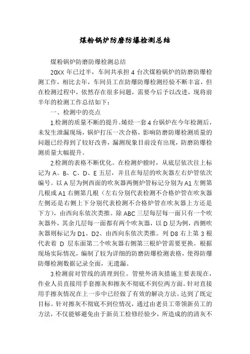 煤粉锅炉防磨防爆检测总结
