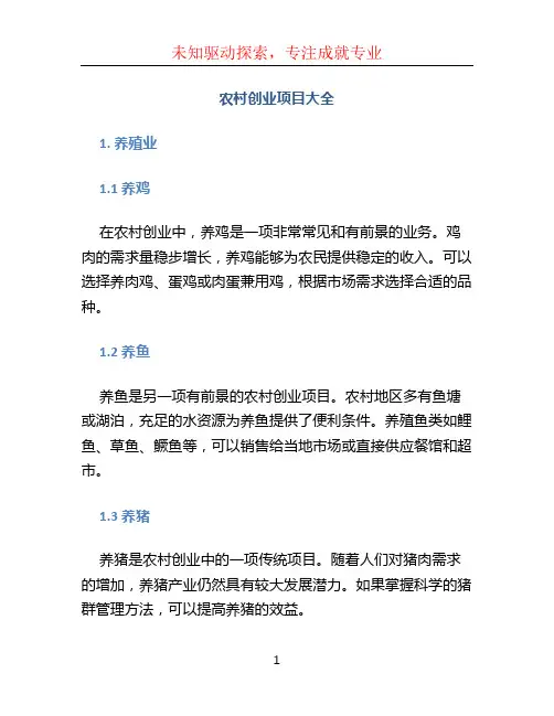 农村创业项目大全