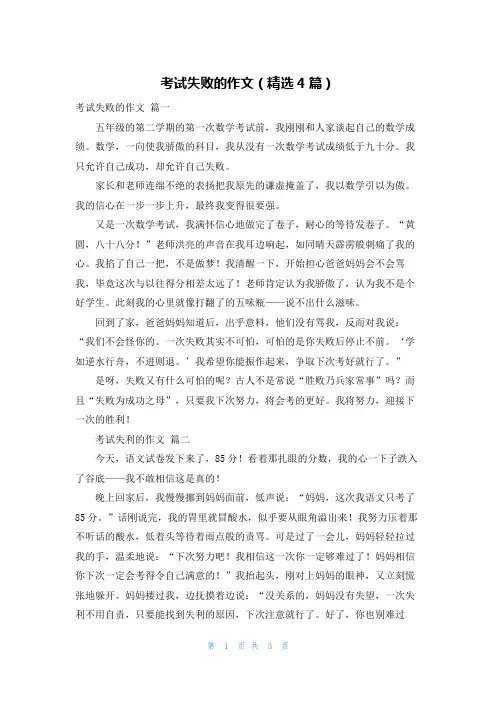 考试失败的作文(精选4篇)