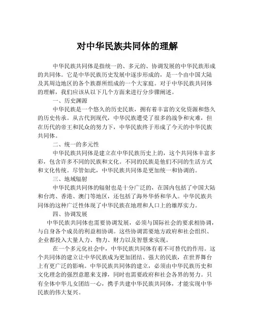 对中华民族共同体的理解