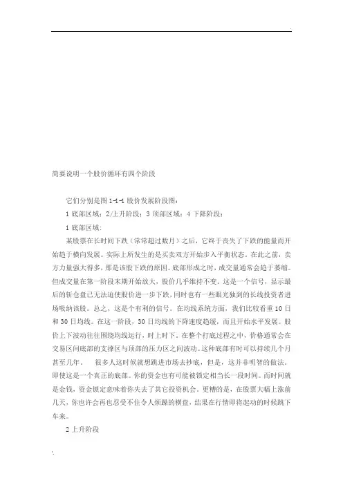 简要说明一个股价循环有四个阶段