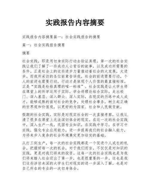 实践报告内容摘要