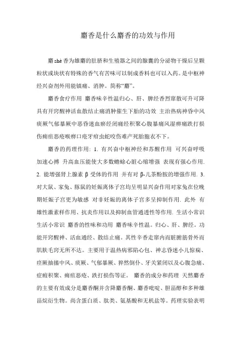 麝香是什么麝香的功效与作用