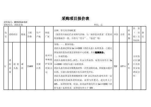 采购项目报价表