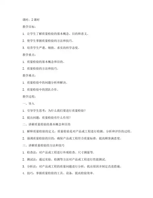 质量检验教案模板范文