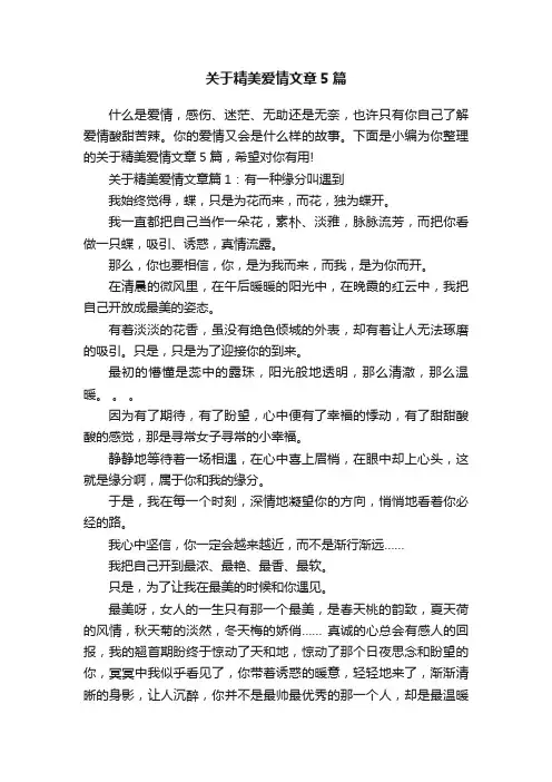 关于精美爱情文章5篇