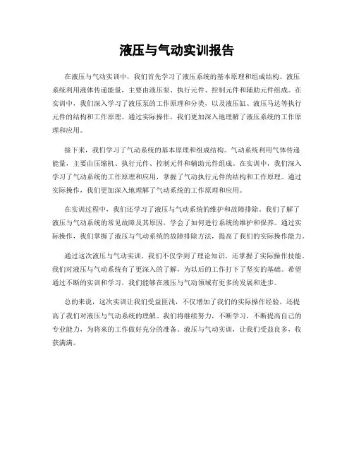 液压与气动实训报告