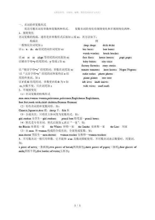 名词的单复数形式
