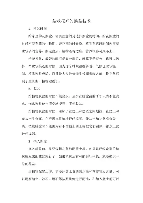 盆栽花卉的换盆技术