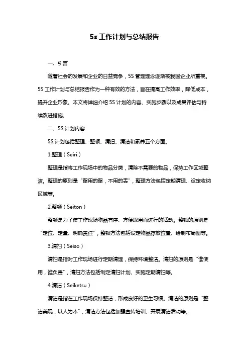 5s工作计划与总结报告