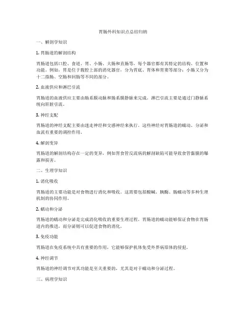 胃肠外科知识点总结归纳