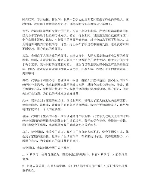培训老师待业心得体会范文