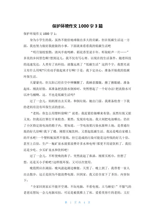 保护环境作文1000字3篇