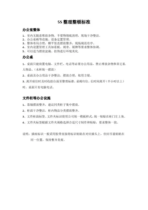 5S整理整顿标准