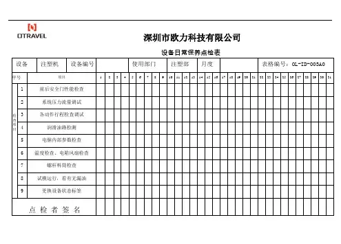 OL-ID-003注塑机日常点检表A0