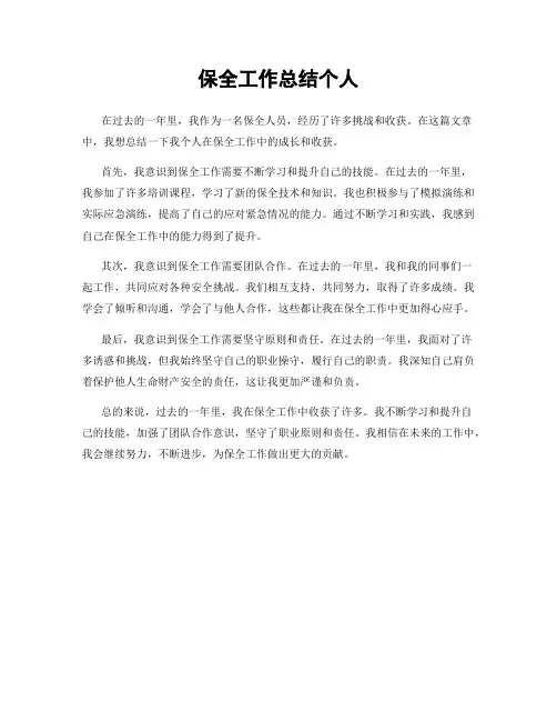 保全工作总结个人