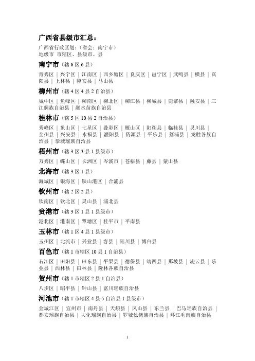 广西省县级市汇总