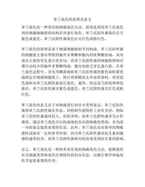 革兰染色的原理及意义