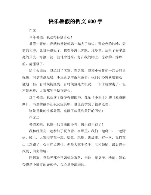 快乐暑假的例文600字
