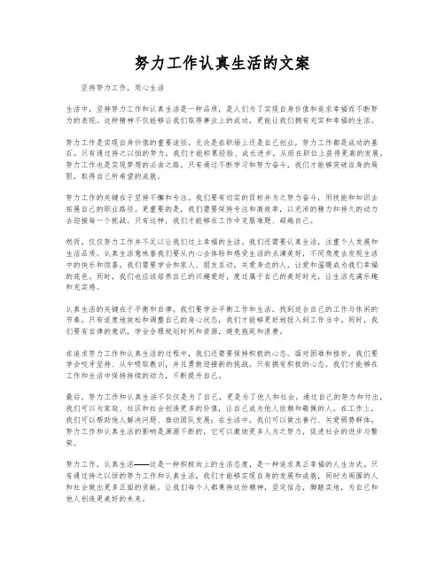 努力工作认真生活的文案
