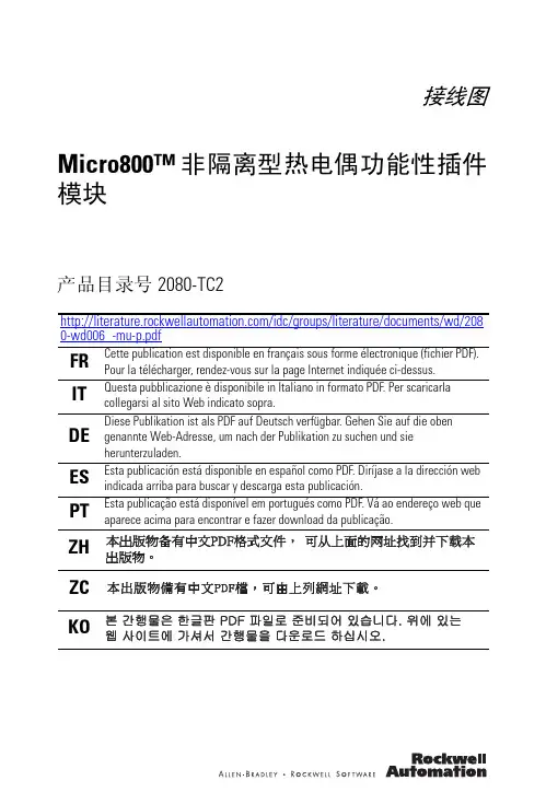 Micro800 非隔离型热电偶功能性插件模块 产品目录号 2080-TC2 说明书