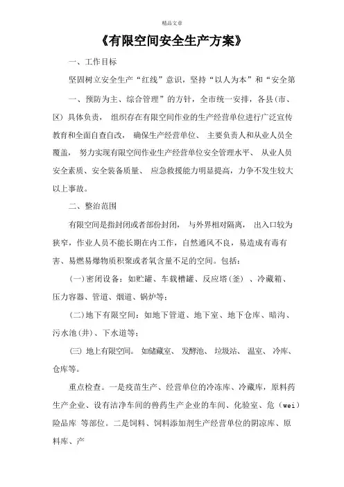 《有限空间安全生产方案》