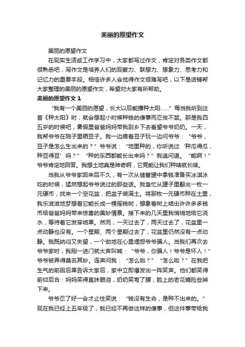 美丽的愿望作文