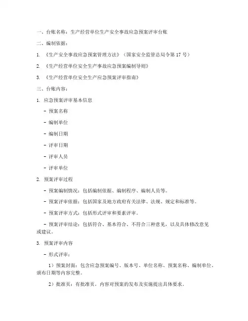 应急预案评审台账范本