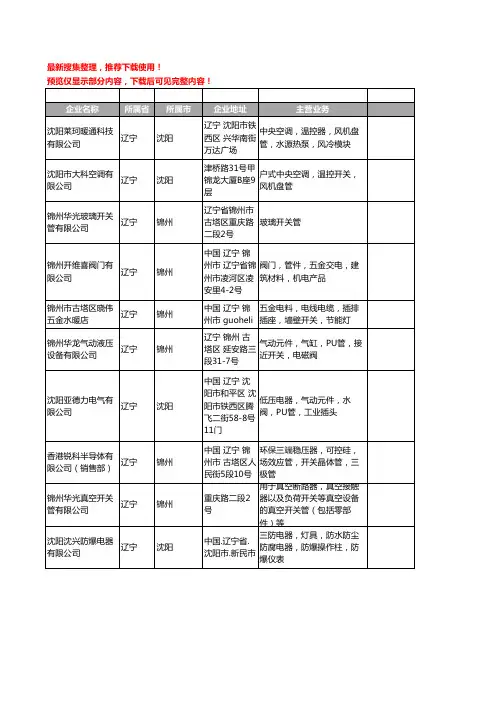 新版辽宁省开关管工商企业公司商家名录名单联系方式大全43家
