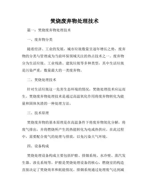 焚烧废弃物处理技术