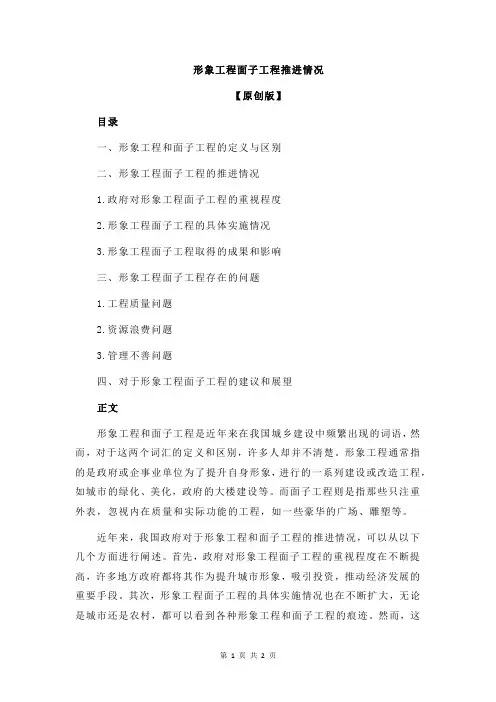 形象工程面子工程推进情况