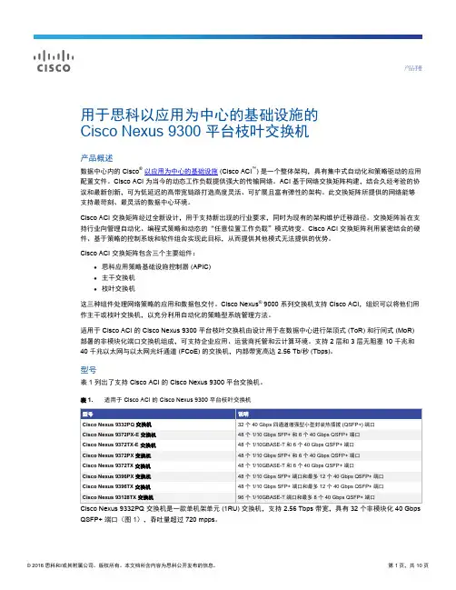 用于思科以应用为中心的基础设施的Cisco Nexus 9300 平台枝叶交换机