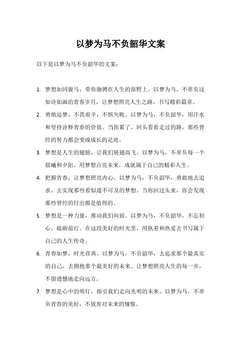 以梦为马不负韶华文案