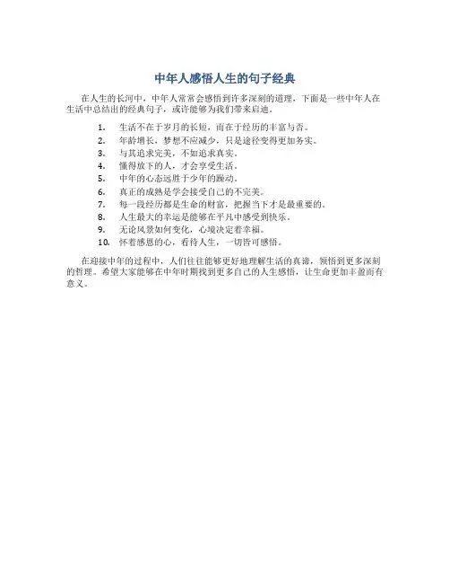 中年人感悟人生的句子经典