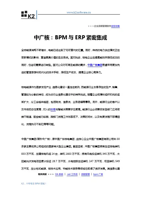 中广核：BPM与ERP紧密集成