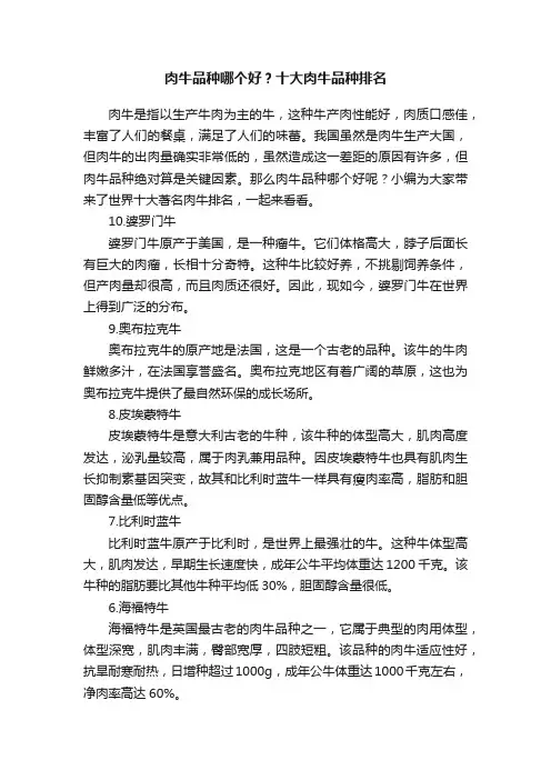 肉牛品种哪个好？十大肉牛品种排名