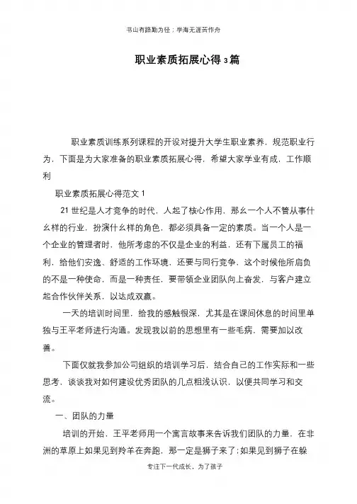 职业素质拓展心得3篇