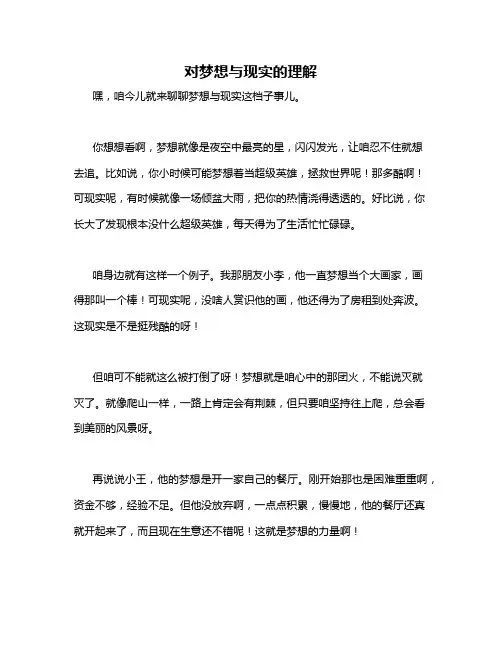对梦想与现实的理解