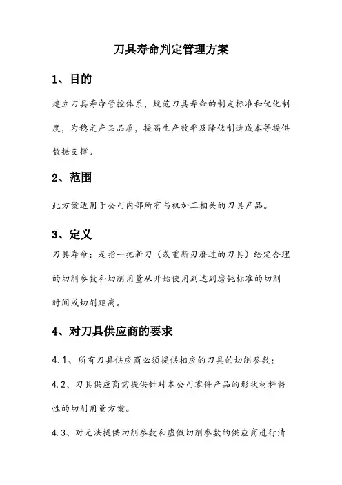 刀具寿命判定管理方案1.1