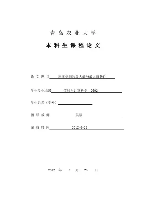 连续信源的最大熵与最大熵条件解析