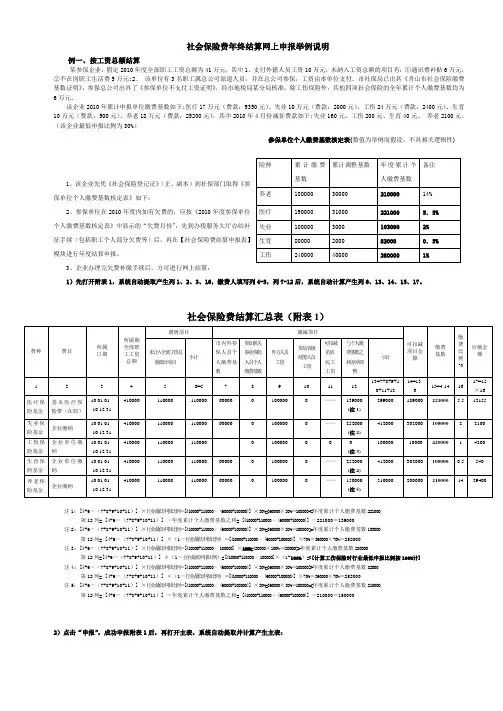 社会保险费年终结算网上申报举例说明