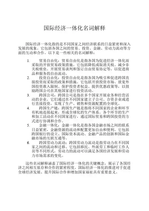 国际经济一体化名词解释